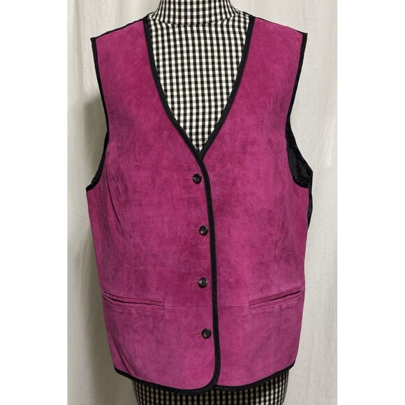 Diane Von Furstenberg The Color Authority Pig Skin Pink Vest Artsy Indie Sz 1X - Picture 1 of 6